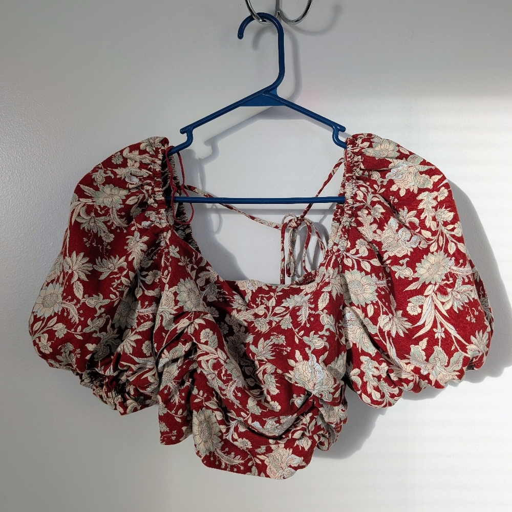 FREE PEOPLE Sunday Set 2-Piece Floral Linen Blend Size Small Boho Beach - Picture 8 of 11